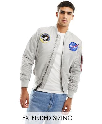 Alpha Industries MA-1 VF NASA badge bomber jacket in pastel grey