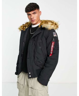 Alpha Industries Polar SV faux fur trim hooded bomber jacket in black