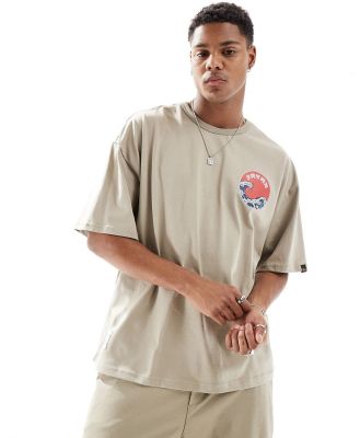 Alpha Industries relaxed fit Japan wave warrior printed t-shirt in vintage sand-Neutral