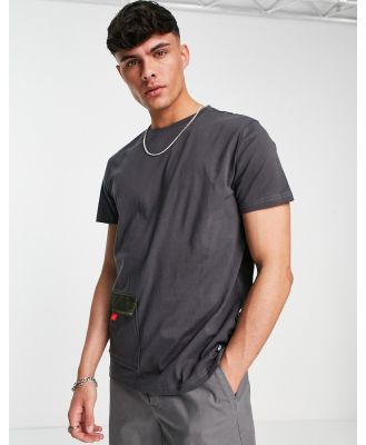 American Stitch oversized cotton blend t-shirt with front pocket-Grey