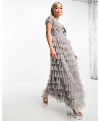 Amy Jane London Sofia tulle maxi dress in grey