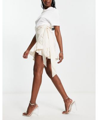 Amy Lynn wrap mini skirt in cream-Silver