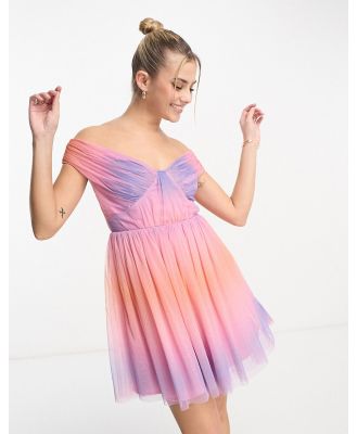 Anaya bardot tulle mini dress in ombre-Multi