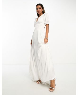 Anaya Bridal satin maxi dress with open back in ivory-White