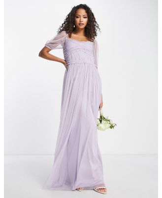 Anaya Bridesmaid puff sleeve maxi dress in lilac-Purple