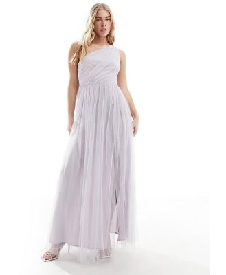 Anaya Bridesmaid tulle one shoulder maxi dress in lilac-Purple