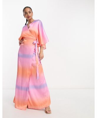 Anaya Kimono sleeve maxi wrap dress in ombre print-Multi