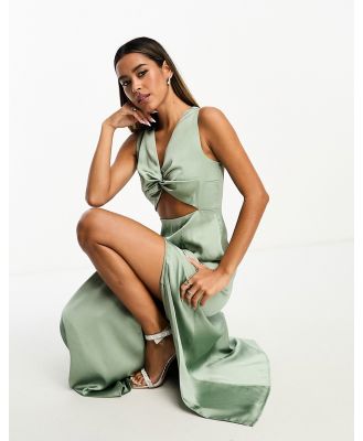 Anaya satin maxi dress with cut out detail in sage-Green