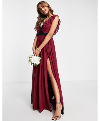 Anaya With Love Bridesmaid thigh-split maxi dress in red plum