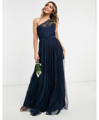 Anaya with Love Bridesmaid tulle one-shoulder maxi dress in navy