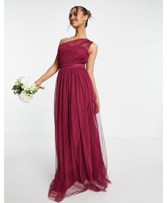 Anaya With Love Bridesmaid tulle one-shoulder maxi dress in red plum