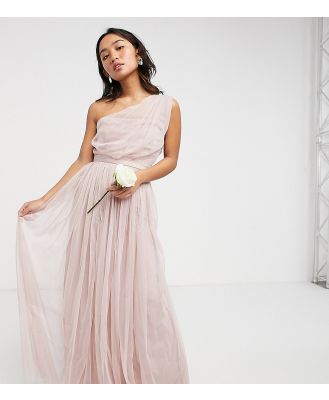Anaya With Love Petite Bridesmaid tulle one shoulder maxi dress in pink