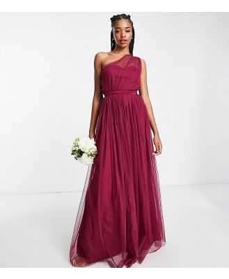 Anaya With Love Tall Bridesmaid tulle one shoulder maxi dress in red plum