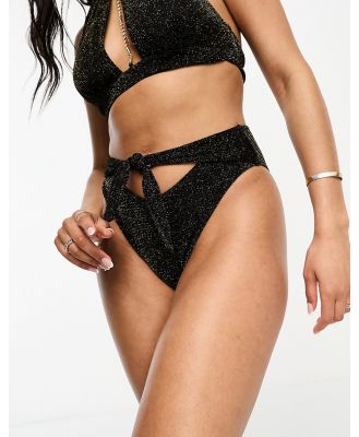 Ann Summers La Isla Bonita high waist tie bikini bottoms with back diamante detailing in black