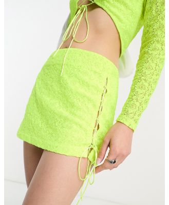Annorlunda low rise stretch lace mini skirt in neon yellow