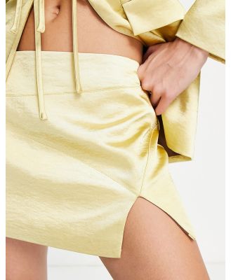 Annorlunda satin split detail super mini skirt in gold (part of a set)