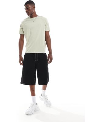 Another Influence contrast stitch t-shirt in sage green