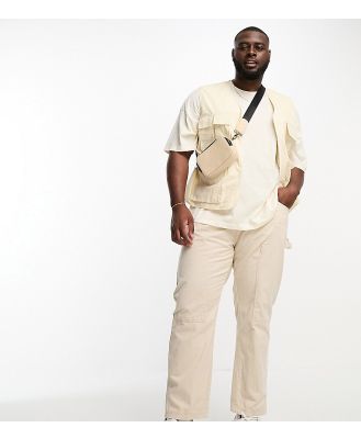 Another Influence Plus carpenter straight leg pants in stone-Neutral