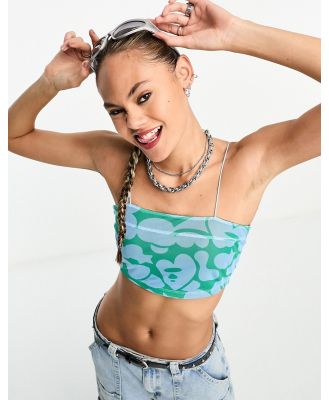 APEE By A Bathing Ape mesh strap crop top in green and blue