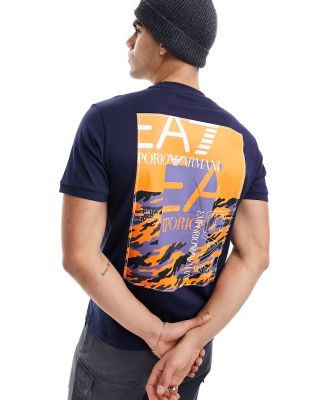 Armani EA7 box front and back logo t-shirt in navy