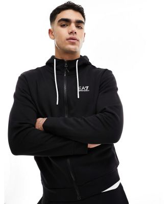 Armani EA7 front & back logo sweat full zip hoodie and trackies tracksuit in black