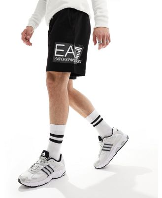 Armani EA7 large side logo sweat shorts in black