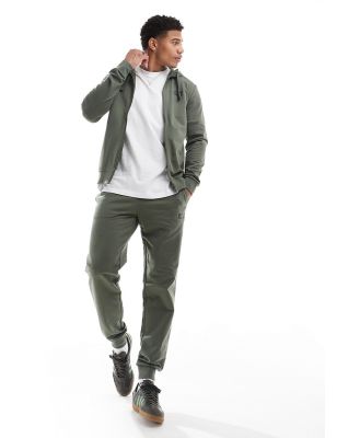 Armani EA7 logo sweat full zip hoodie and trackies tracksuit in khaki green
