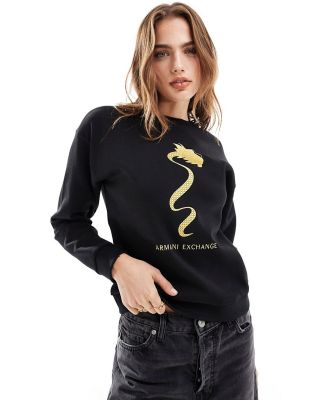 Armani Exchage sweatshirt with dragon print in black