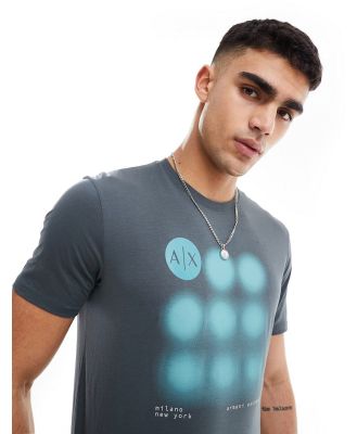 Armani Exchange blurred circle logo print t-shirt in charcoal-Grey