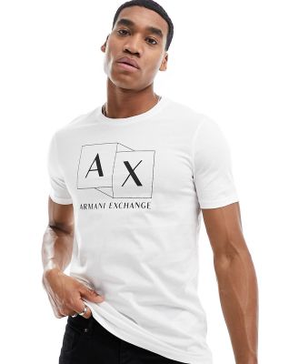 Armani Exchange boxes logo slim fit t-shirt in off white