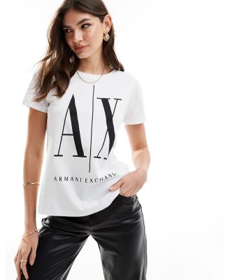 Armani Exchange boyfriend t-shirt in white with black print
