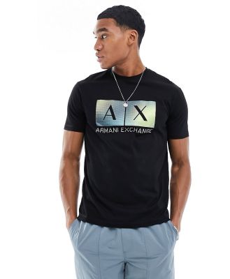 Armani Exchange chest box logo t-shirt in black