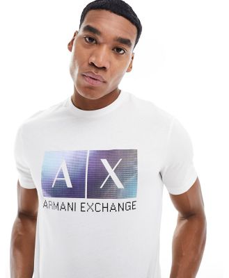 Armani Exchange chest box logo t-shirt in off white