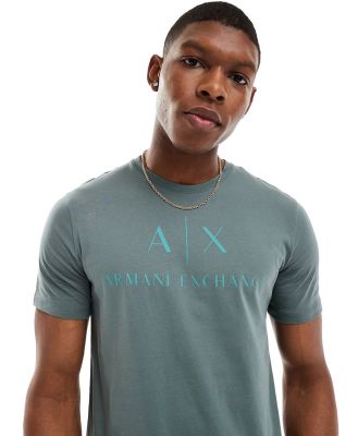 Armani Exchange chest logo slim fit t-shirt in dark green