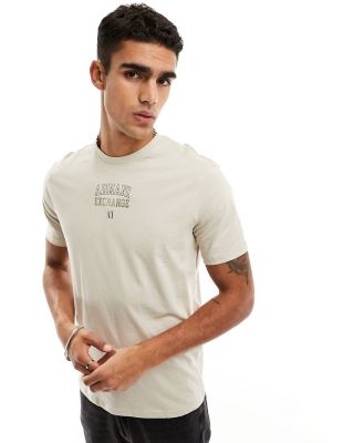 Armani Exchange chest logo t-shirt in light beige-Neutral