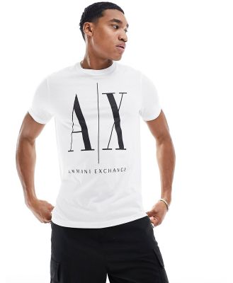 Armani Exchange large logo t-shirt in white/black