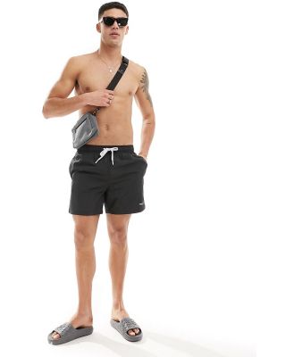 Armani Exchange linear logo contrast piping swim shorts in black