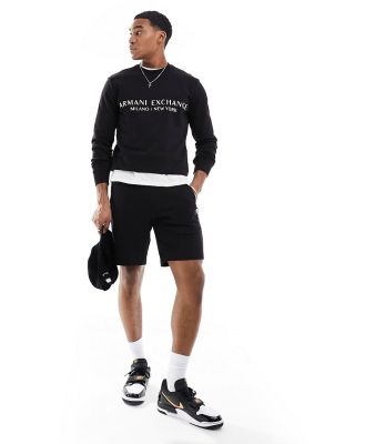 Armani Exchange linear logo sweat shorts in black (part of a set)