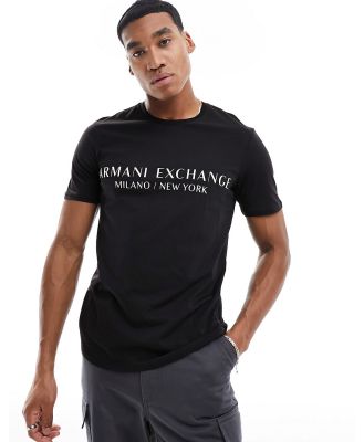 Armani Exchange linear logo t-shirt in black
