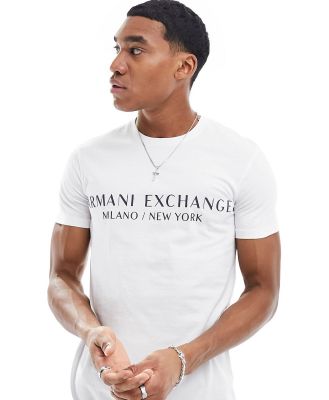Armani Exchange linear logo t-shirt in white
