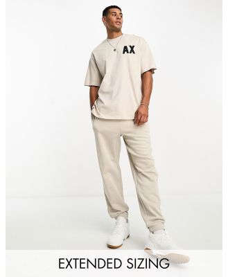 Armani Exchange logo trackies in beige mix and match-Neutral