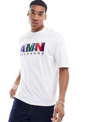 Armani Exchange multi logo comfort fit t-shirt in white
