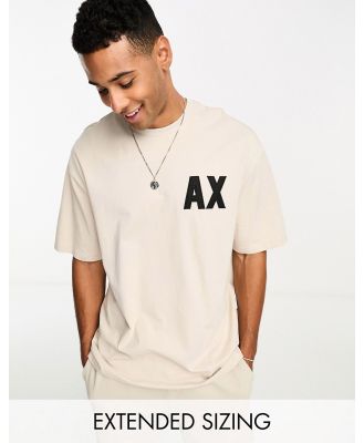 Armani Exchange oversized logo t-shirt in beige mix and match-Neutral