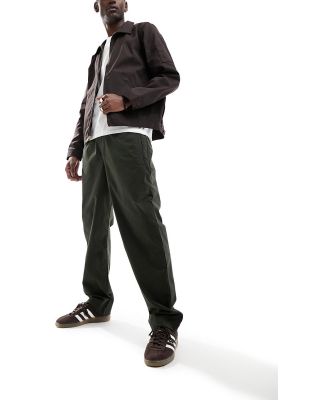 Armani Exchange straight leg worker style pants in khaki-Green