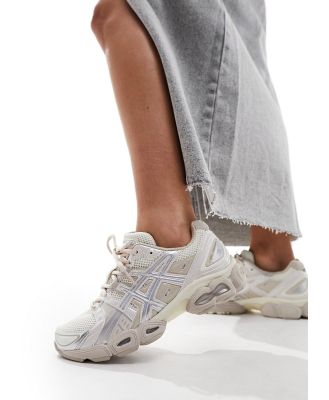 Asics Gel-Nimbus 9 trainers in cream pink and silver-White