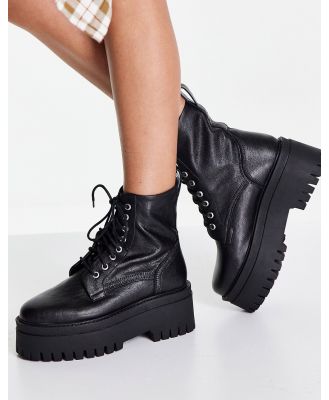 ASRA Cedar flatform lace-up boots in black leather