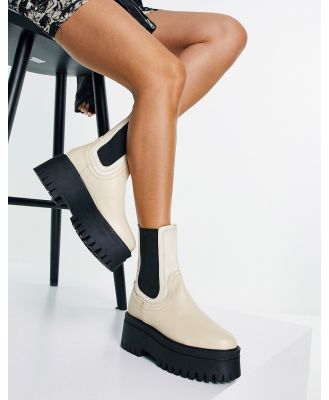 ASRA Chessie flatform chelsea boots in milk leather-White