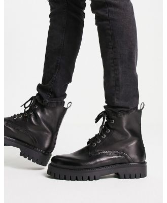 ASRA Luiz lace up boots in black leather