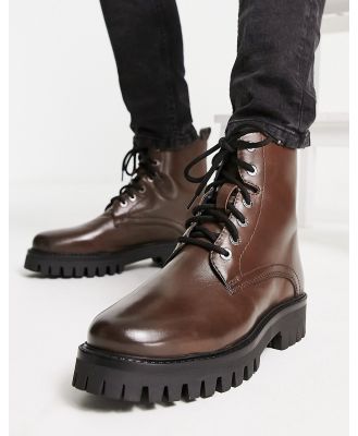 ASRA Luiz lace up boots in brown leather