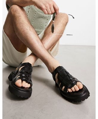 ASRA Saxby fisherman sandals in black leather
